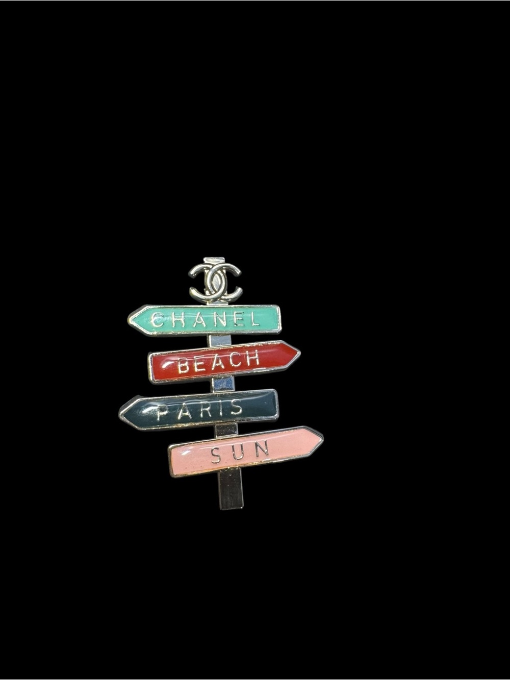 Multicolor Directional Sign Brooch Pin  - Turquoise Red Navy Pink